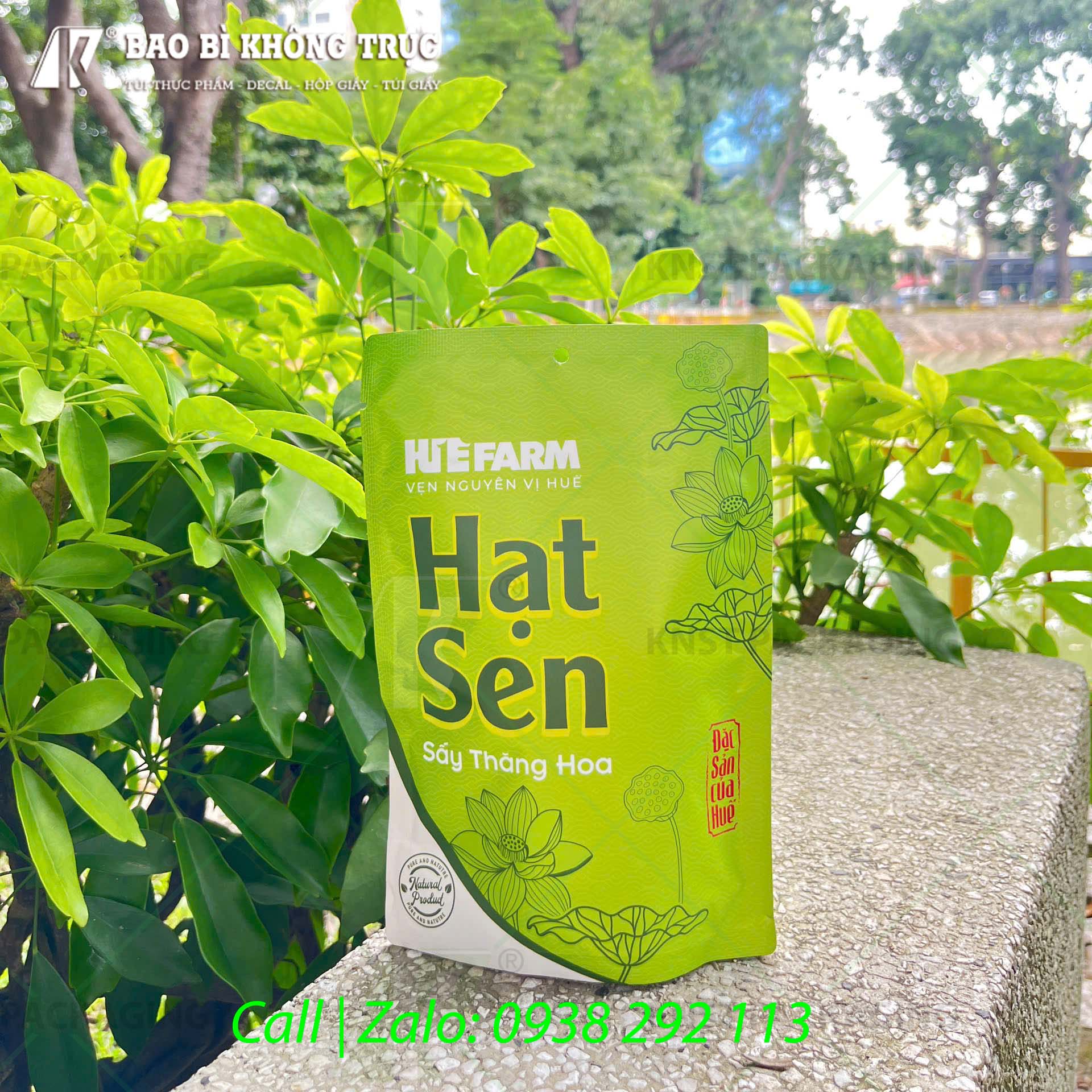 Túi đáy đứng - hạt sen sấy thăng hoa Huế Farm